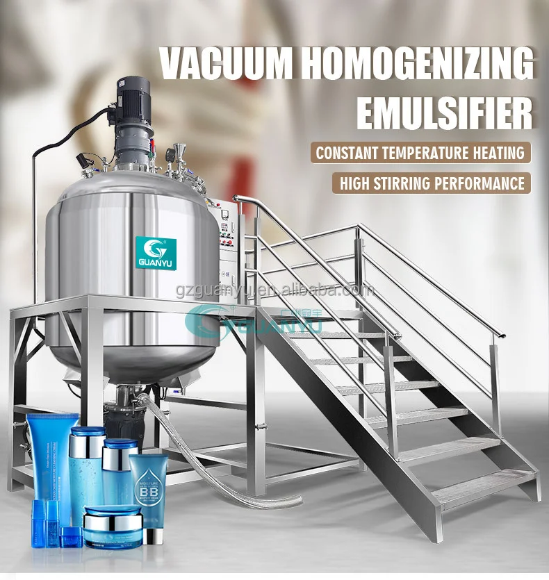 1000l Cosmetic Cream Mixer Homogenizer Liquid Soap Hand Wash Shampoo Making Machine Mixer Manufacturer GUANYU