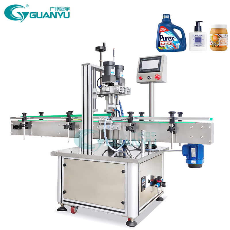 fully automatic screw capping machine bottle jar sealing machine pump capping machine liquid soap packaging line