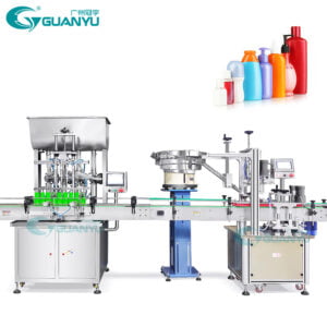 Machine de capsulage et d'étiquetage de remplissage de détergent de shampooing de jus de savon liquide de bouteille ronde en plastique entièrement automatique