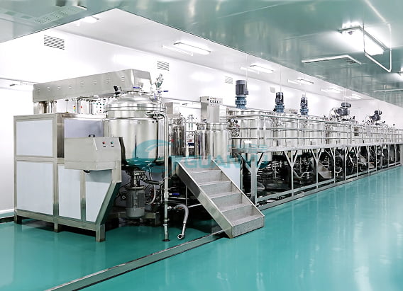 cream vacuum emulsifying mixer Hydraulic Lifting Emulsification Machine Production Line