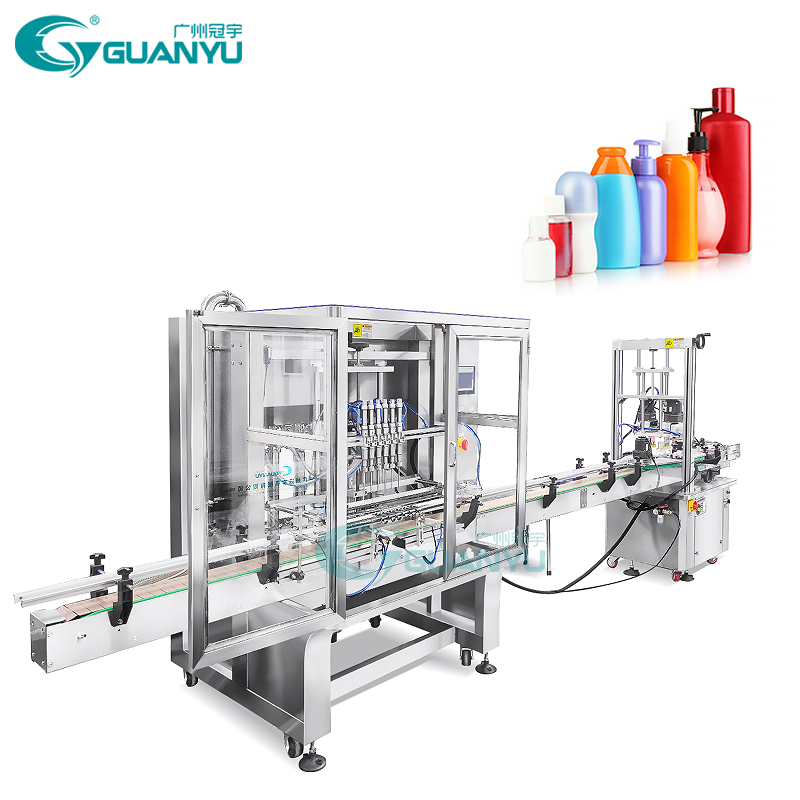 Guanyu Full Automatic 6 Heads Hand Wash Shampoo Liquid Soap Bottle Filling and Capping Machine for Small Bottle Packagin