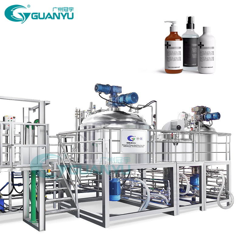 Cosmetic body lotion cream making vacuum emulsifying homogenizer mixing machine | GUANYU