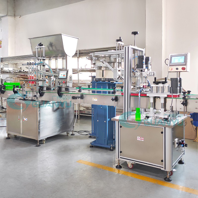 Automatic 4 Head Paste Mayonnaise Ketchup Filling Capping Machine Line With Cap Vibratory Bowl Manufacturer | GUANYU  in  Guangzhou